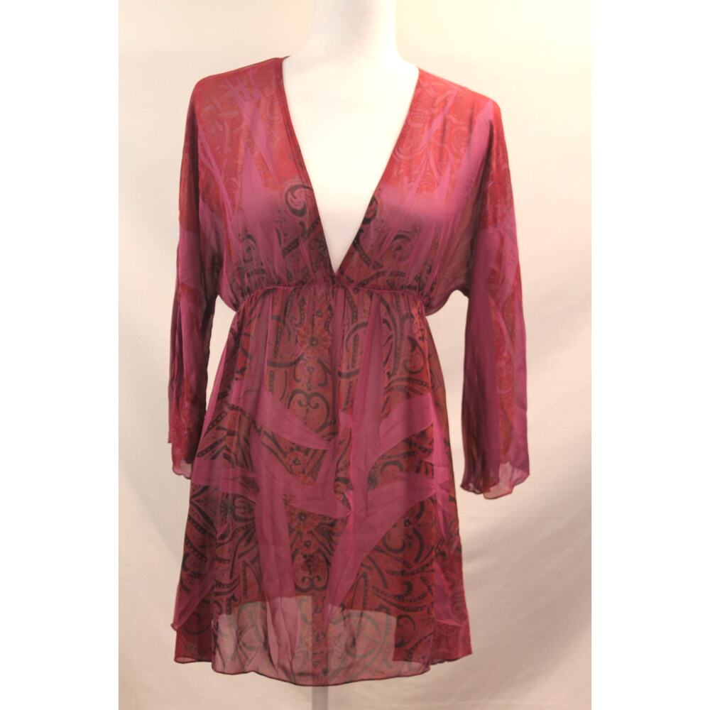 Vtg Sheer Burnout Floral Tunic Top/Dress size M Whimsygoth Dark Romantic Fairy